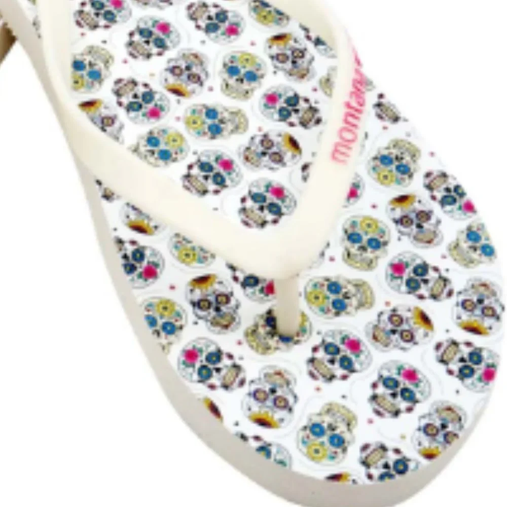 MONTANA WEST Sugar Skull Western Print Flip Flops Sandals S-XL NWT - Picture 2 of 2